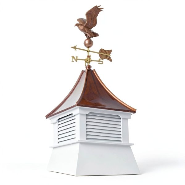 Olympia Cupola by Accentua - 24" White with Eagle Copper Weathervane-1