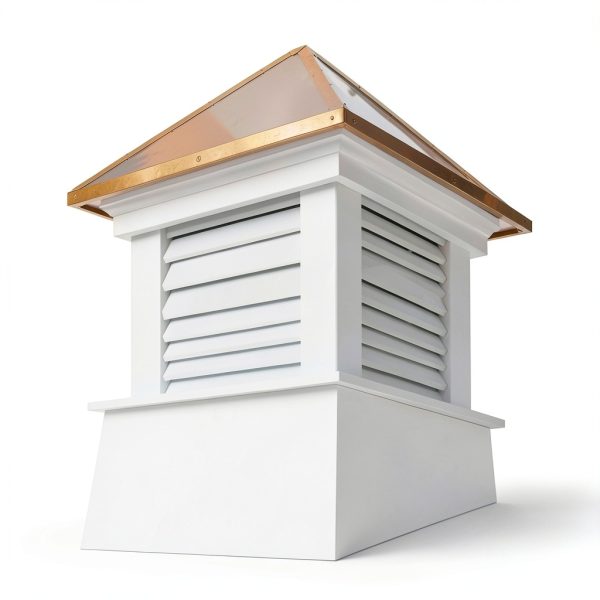 Good Directions Vinyl Coventry Louvered Cupola with Pure Copper Roof, Maintenance Free Solid Cellular PVC Vinyl, 42" x 57", Reinforced Roof and Louvers, Cupolas, White-1