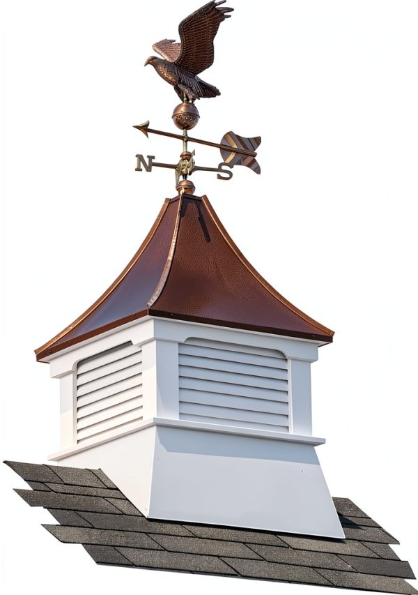 Olympia Cupola by Accentua - 24" White with Eagle Copper Weathervane-4