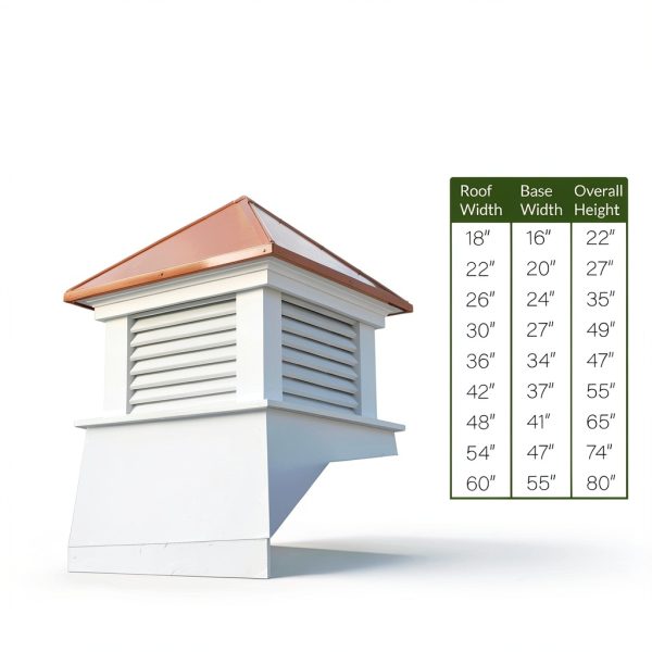 Vinyl Coventry Louvered Cupola Good Directions 30" x 42" Copper Roof-2