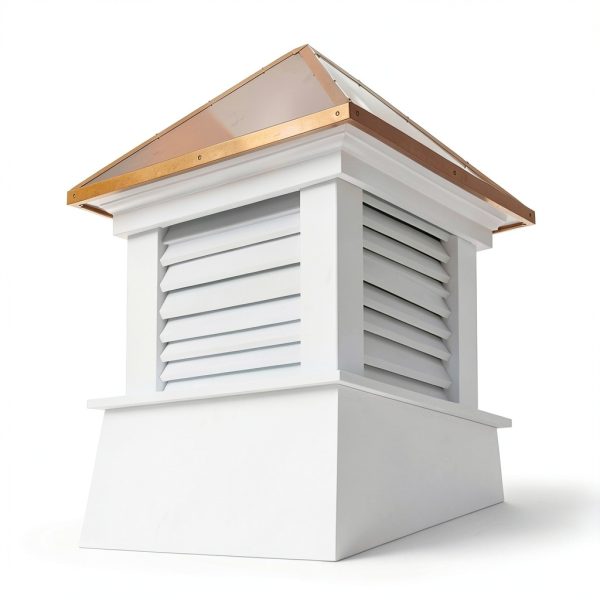 Vinyl Coventry Louvered Cupola Good Directions 30" x 42" Copper Roof-1